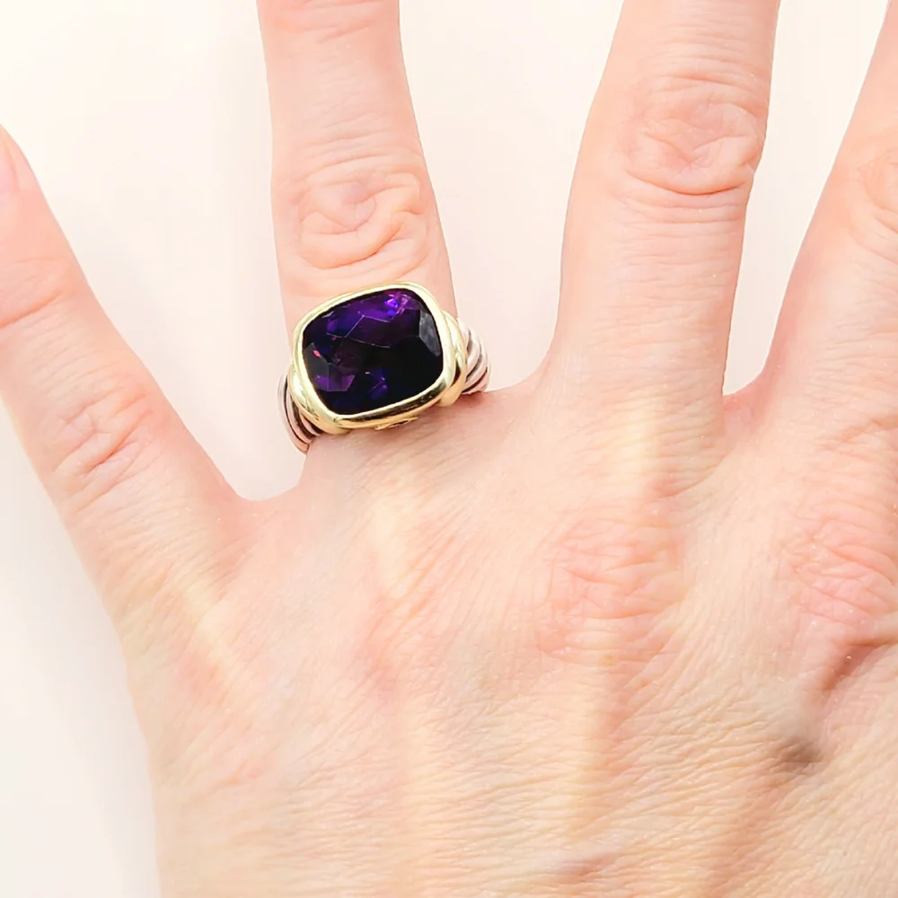 David Yurman Large Noblesse Ring Amethyst Ring Sz 8.5 - Picture 11 of 11